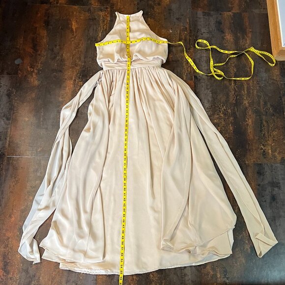 JJ's House Cream-Colored Double-Lined Halter Bridesmaid/Prom Gown, Size 2 - Picture 8 of 12